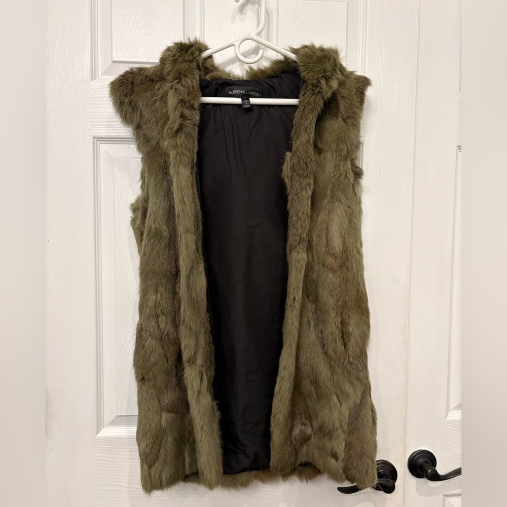 Adrienne Landau Olive Rabbit Vest